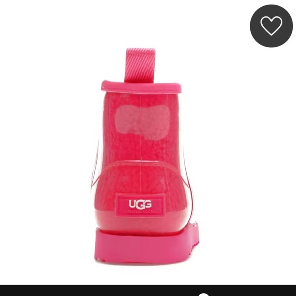 UGG Mini II Classic Clear Boot in Bright Pink Waterproof Rainboot Size 6 - Picture 10 of 10